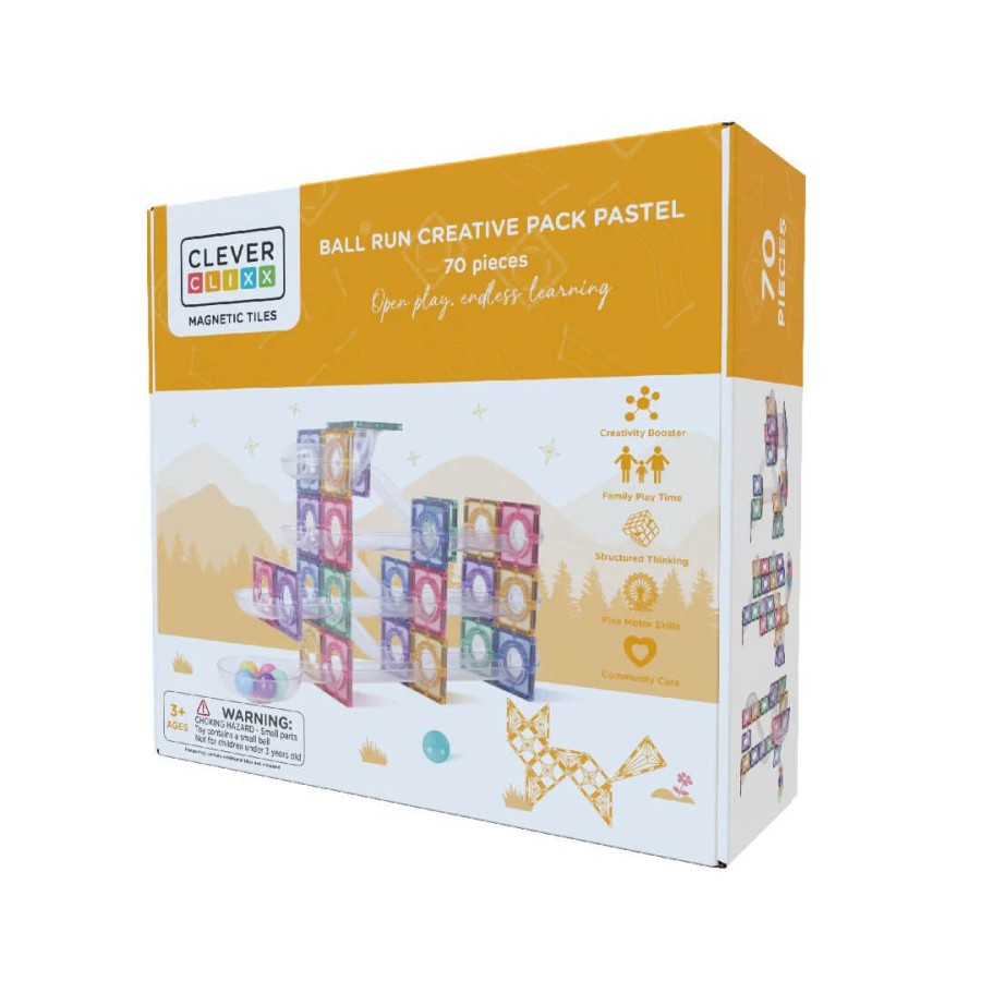 Klocki magnetyczne Ball Run Creative Pack Pastel - 70 el. / Cleverclixx