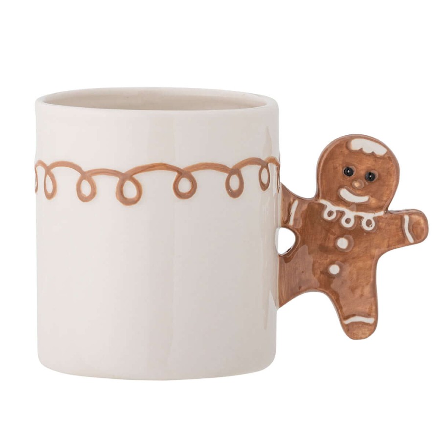 Dziecięcy kubek z kamionki ze świątecznym uchem - Ginnie, Brown / Bloomingville Mini