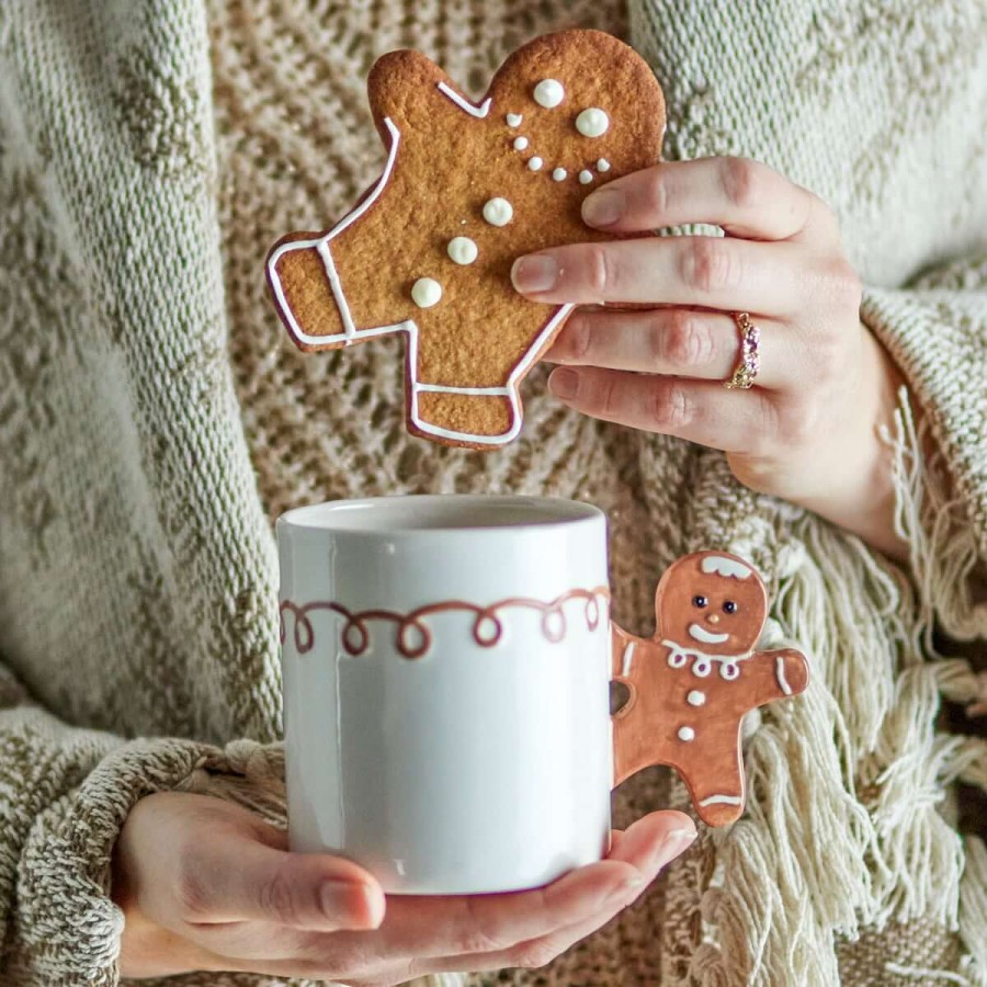 Dziecięcy kubek z kamionki ze świątecznym uchem - Ginnie, Brown / Bloomingville Mini