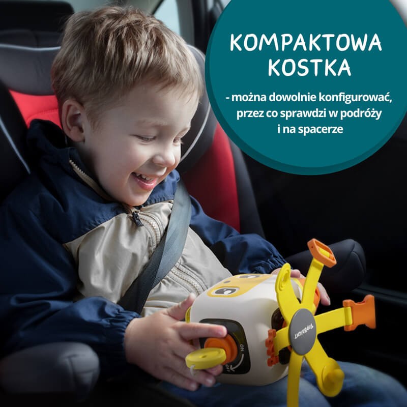 Tablica manipulacyjna z kostką i doczepianymi elementami, 12msc.+ / TOPBRIGHT