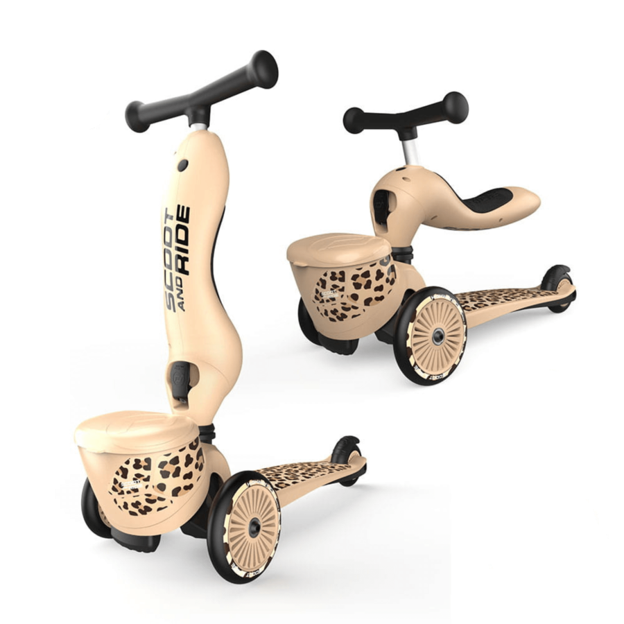 Highwaykick 1 Lifestyle 2w1 Jeździk i hulajnoga z zamykanym schowkiem 1-5 lat Leopard / Scootandride