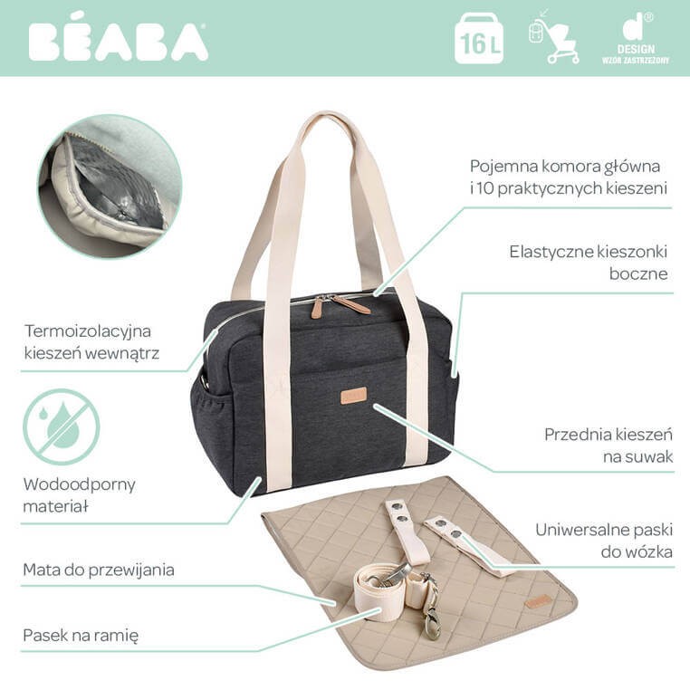 Torba dla mamy Paris Dark heather grey / Beaba