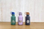 Bidon ze stali nierdzewnej z ustnikiem i uchwytem Little Gang, 500 ml - Smile navy / Lassig