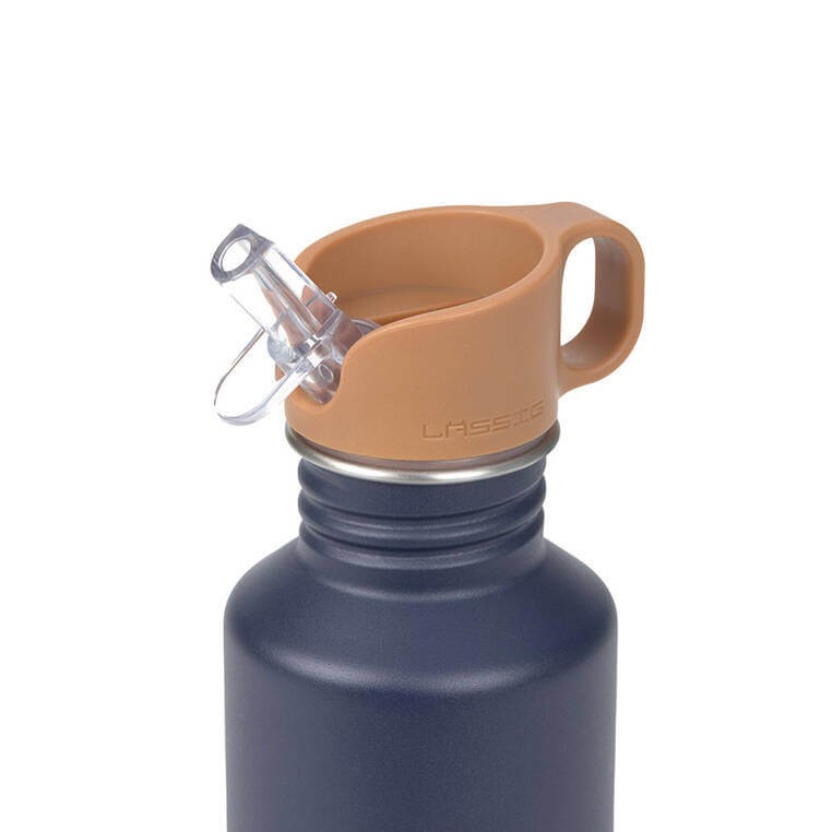 Bidon ze stali nierdzewnej z ustnikiem i uchwytem Little Gang, 500 ml - Smile navy / Lassig