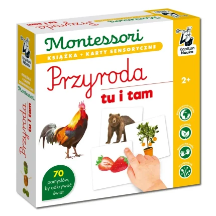 Montessori. Karty sensoryczne z książeczką. Przyroda tu i tam / Kapitan Nauka 
