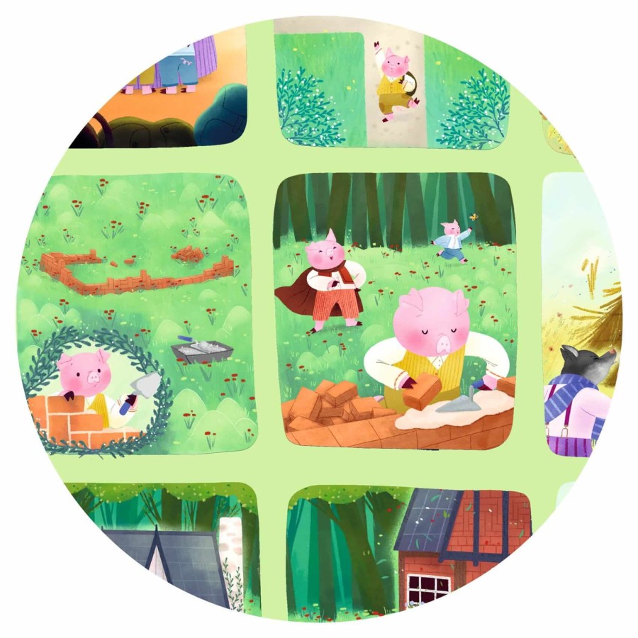 Puzzle opowieść - TRZY MAŁE ŚWINKI 35 el. / Djeco