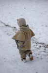 Ponczo z wełny merino beż / Simple Wool