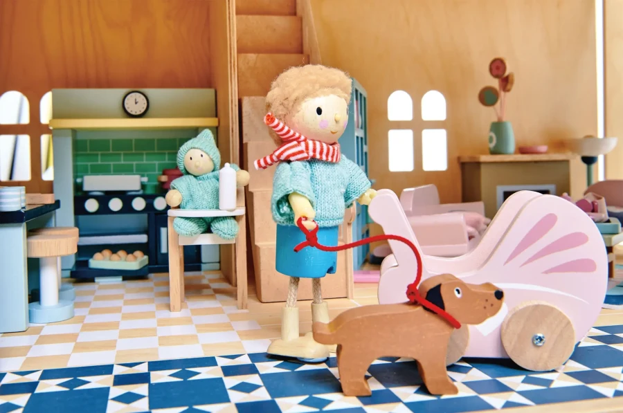 Drewniany czteropiętrowy domek dla lalek / Tender Leaf Toys