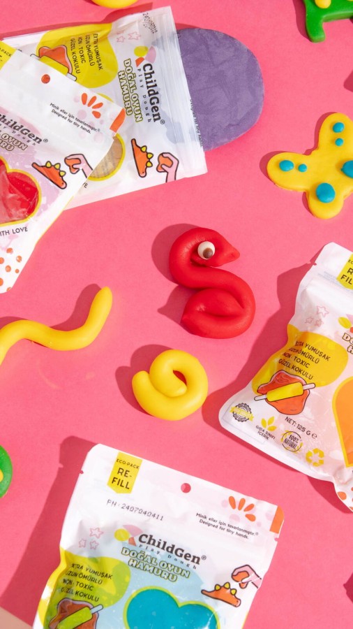 Naturalna ciastolina do zabawy, KOLORY PODSTAWOWE, eko-pack 6 szt. Re-Fill Play Dough / ChildGen