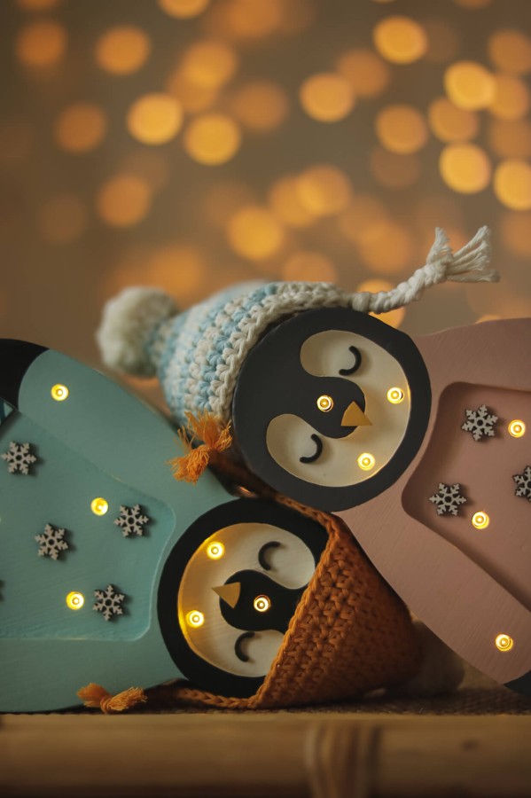 Lampa Little Lights Mini Świąteczny Pingwinek - Blue / Little Lights