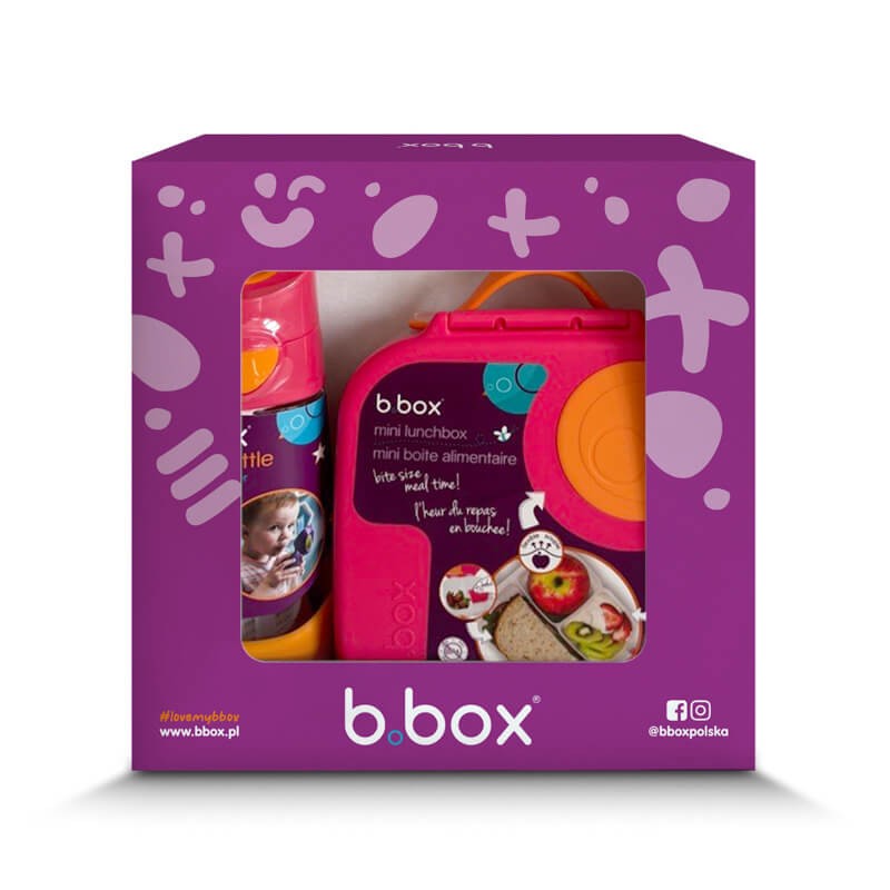 Zestaw Mini Lunchbox + Butelka tritanowa ze słomką 450 ml - Strawberry Shake
