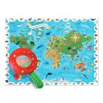 DETECTIVE PUZZLE - puzzle, gra detektywistyczna - MAPA ŚWIATA ze ZWIERZĘTAMI / Ludattica