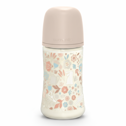 Butelka 270 ml ze smoczkiem fizjologicznym SX Pro o średnim przepływie - różowa liberty Wonderland / Suavinex