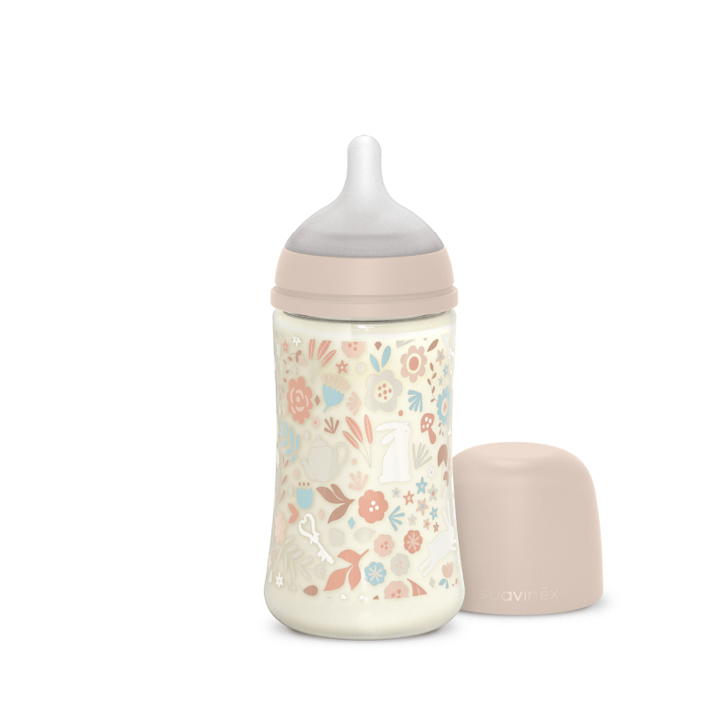 Butelka 270 ml ze smoczkiem fizjologicznym SX Pro o średnim przepływie - różowa liberty Wonderland / Suavinex