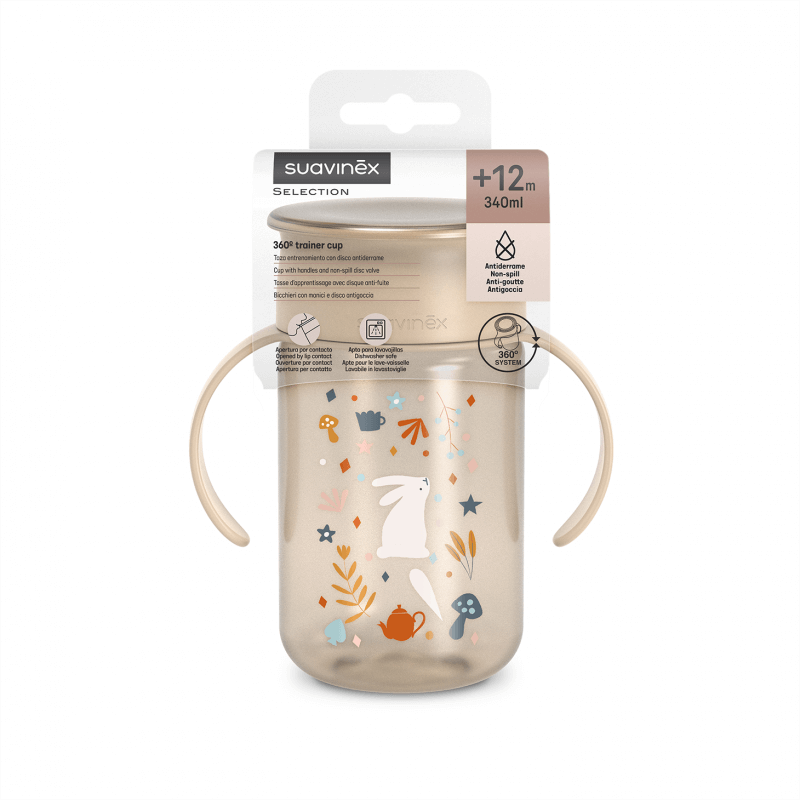 Kubek treningowy 360° Wonderland 340 ml - beżowy / Suavinex