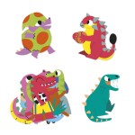 Naklejki wielorazowe 100 szt. Dinozaury 3+ / Janod