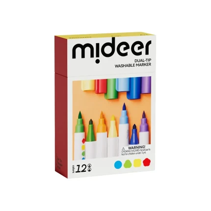 Zmywalne markery z podwójną końcówką (12 kolorów) / Mideer