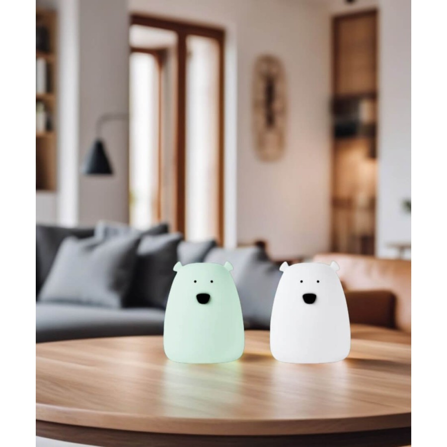 Zestaw 2 lampek Mini Miś w kolorze Biały i Arktyczna Zieleń / Rabbit&Friends