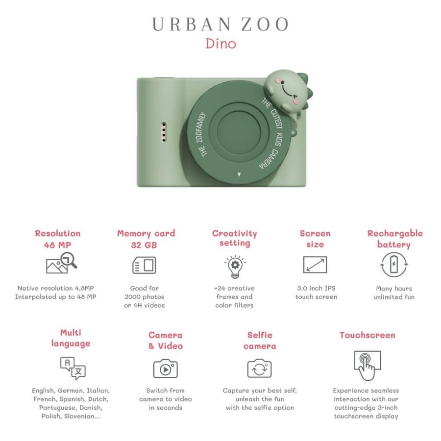 Aparat cyfrowy dla dzieci Urban Zoo - Dino Green / The Zoofamily