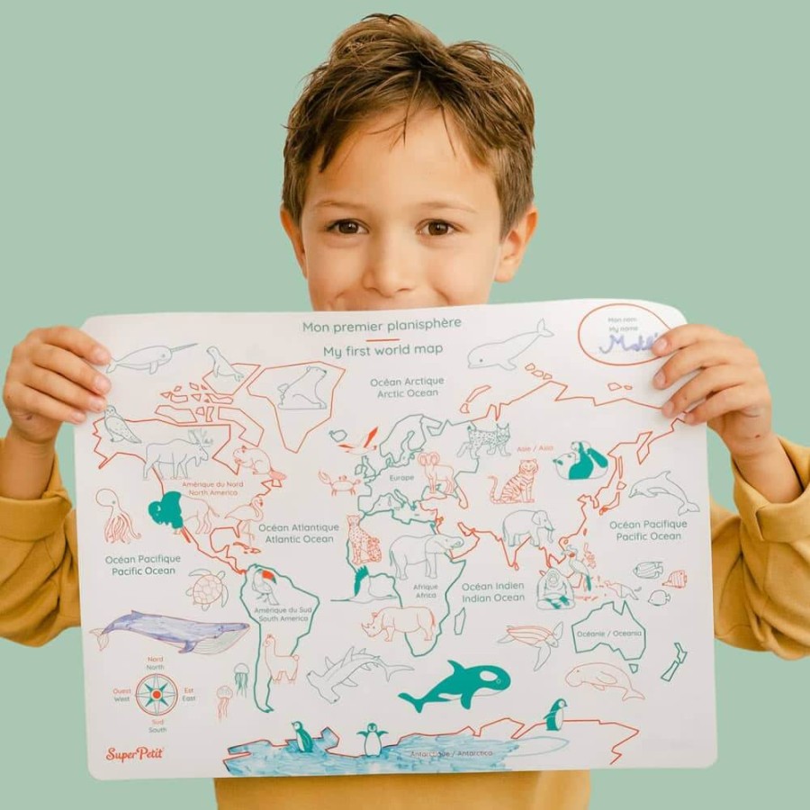 Zestaw do kolorowania z silikonową matą - My First World Map / Super Petit