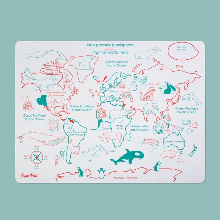 Zestaw do kolorowania z silikonową matą - My First World Map / Super Petit