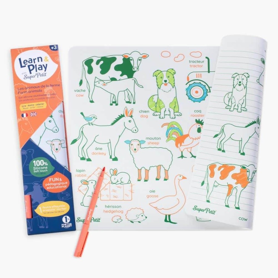 Zestaw do kolorowania z silikonową matą - Farm Animals / Super Petit