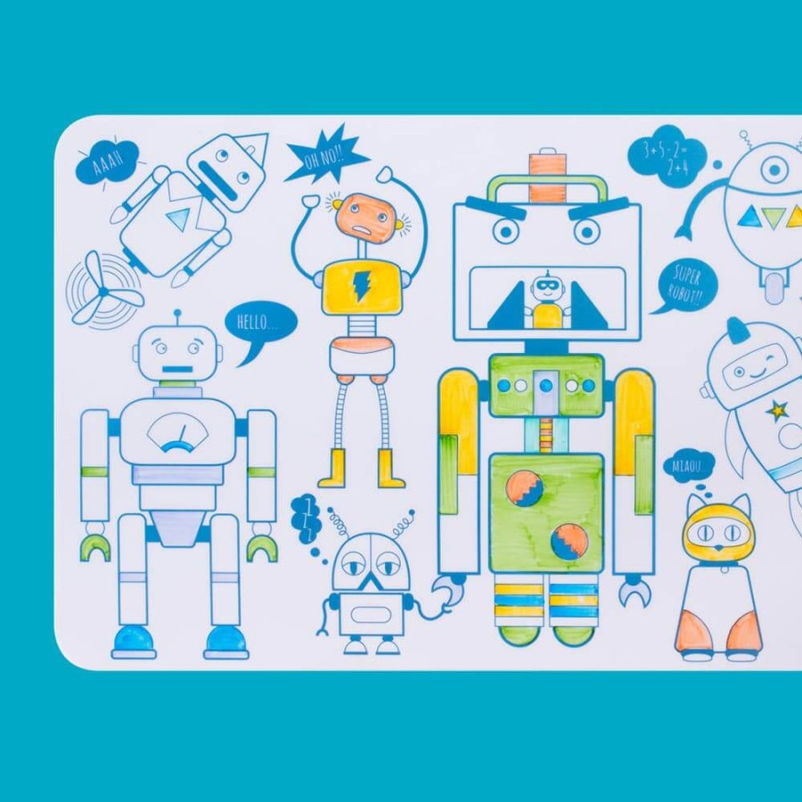Mini zestaw do kolorowania z silikonową matą - Robot / Super Petit