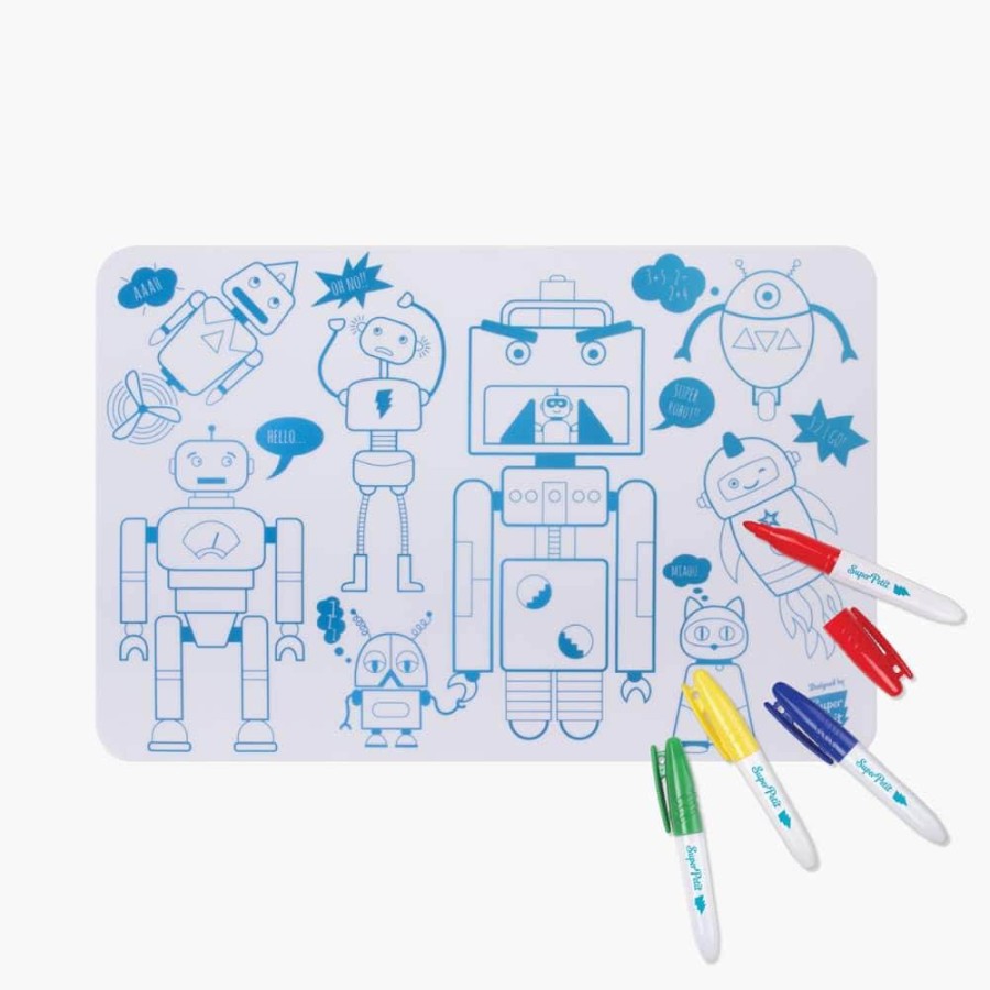Mini zestaw do kolorowania z silikonową matą - Robot / Super Petit