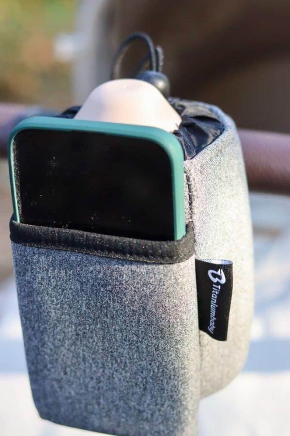Thermo uchwyt 2w1 na kubek i telefon do wózka / Titanium baby