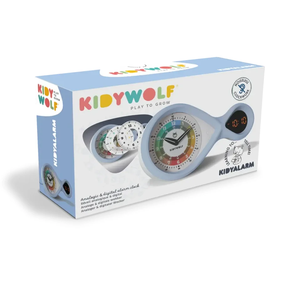 Budzik edukacyjny KIDYALARM - niebieski / Kidywolf