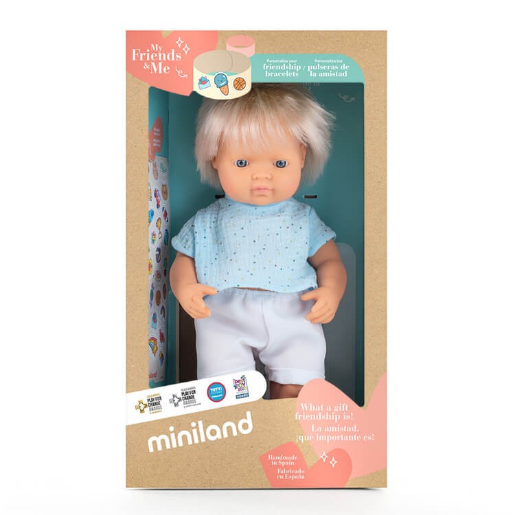 Lalka chłopiec Europejczyk Jasny Blond My Friends & Me, 38cm / Miniland Doll