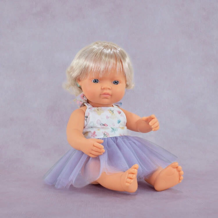 Lalka dziewczynka Europejka z implantem śliwkowym My Friends & Me, 38cm / Miniland Doll
