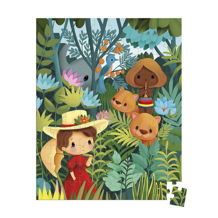 Puzzle w walizce Obraz inspirowany twórczością Rousseau 100 elementów 6+ / Janod