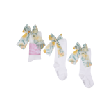 Podkolanówki z kokardą Candy Bow - Białe z cytrynką / Mama's Feet