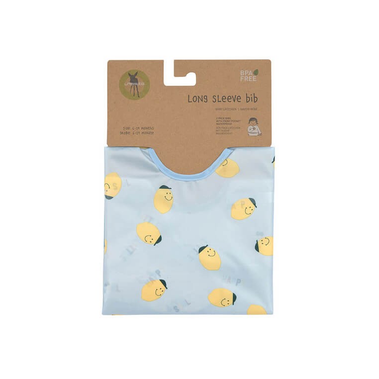 Zestaw śliniaków z długim rękawem 2szt. 6m+ Happy Fruits Lemon / Lassig