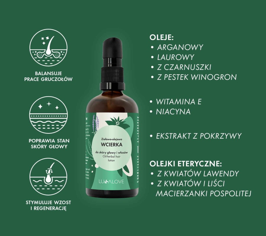 Olejowo-ziołowa wcierka do włosów, 100 ml / Lullalove