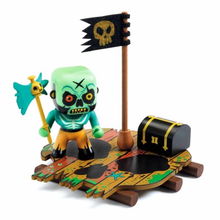 Figurka pirata Skullapic z tratwą i skarbem / Djeco