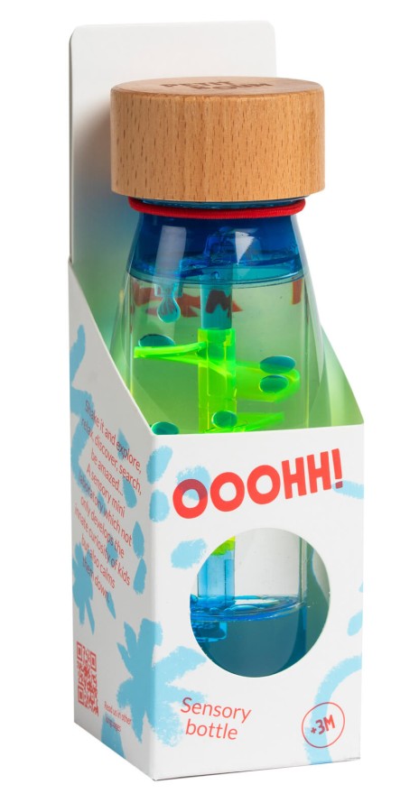 Butelka sensoryczna dwufazowa MOVE SPIRALA niebieska / Petit Boum
