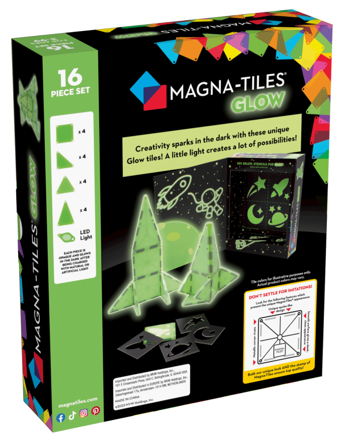 Klocki magnetyczne Glow 16 el. / Magna-Tiles