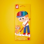Kredki ołówkowe zmazywalne z gumką 12 kolorów 3+ / Janod