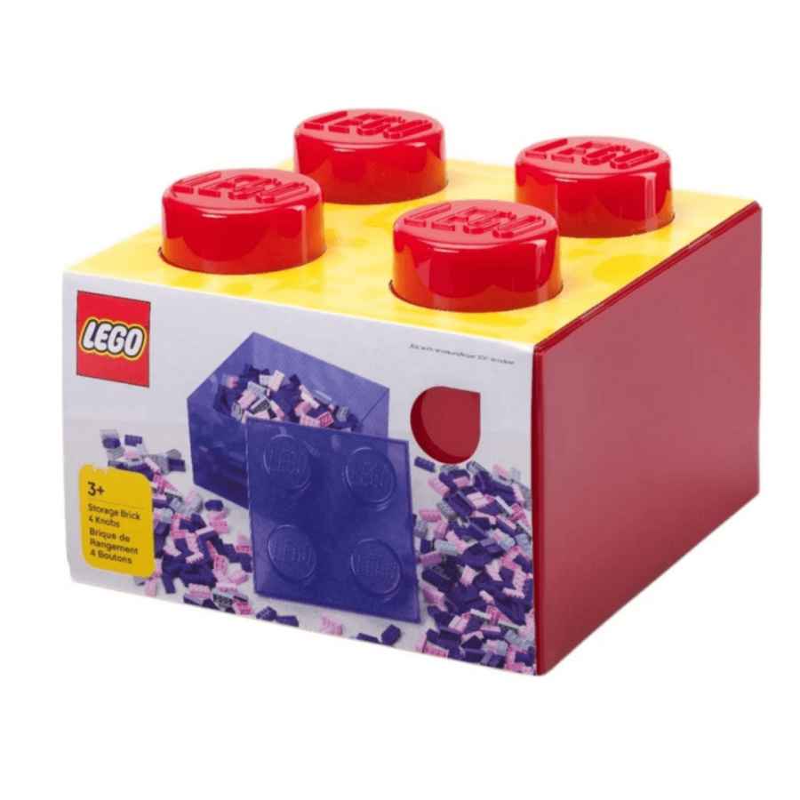 Pojemnik klocek Brick 4 z pokrywką - Czerwony / LEGO®