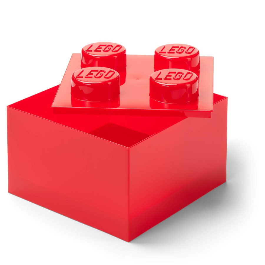 Pojemnik klocek Brick 4 z pokrywką - Czerwony / LEGO®