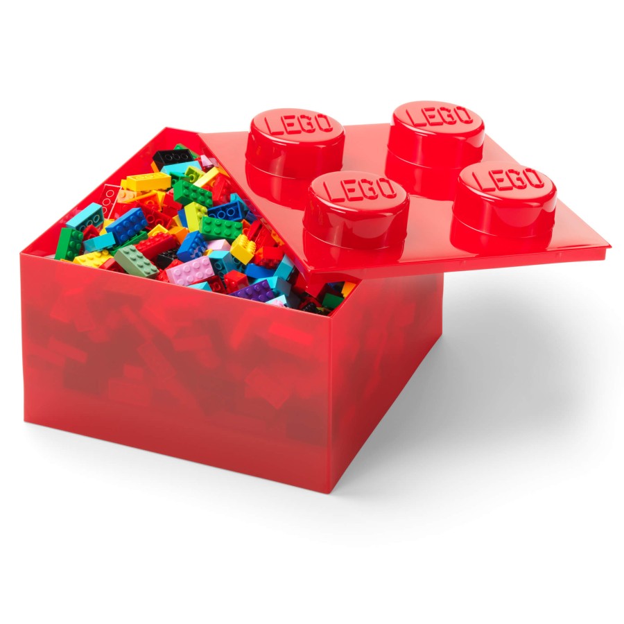 Pojemnik klocek Brick 4 z pokrywką - Czerwony / LEGO®