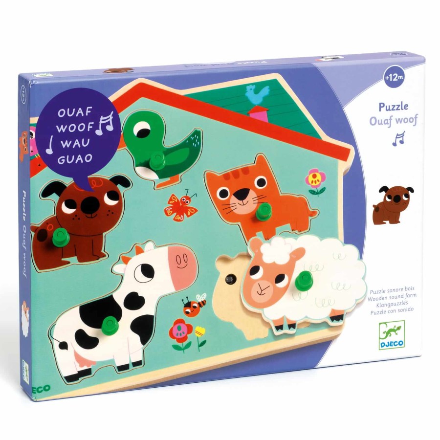 Puzzle drewniane z dźwiękiem FARMA / Djeco