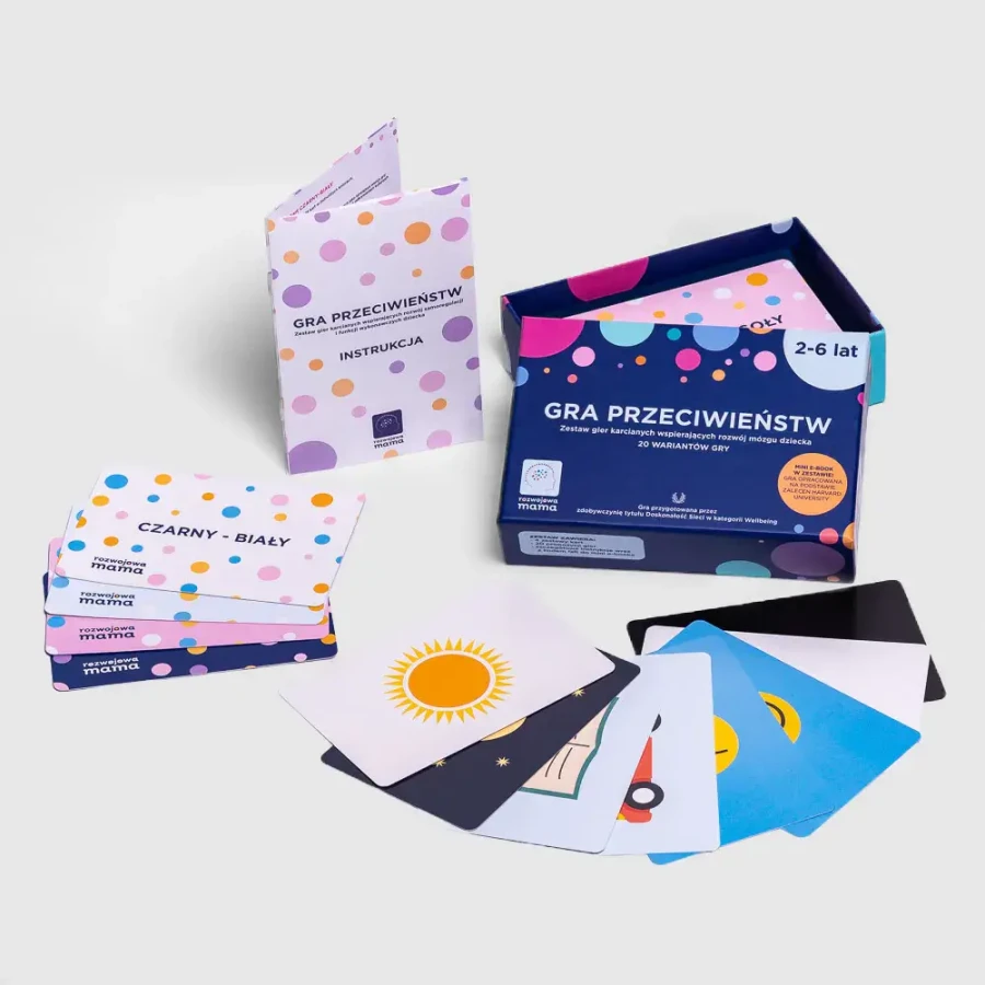 Gra przeciwieństw - zestaw gier karcianych + mini e-book 2+ / rozwojowa mama