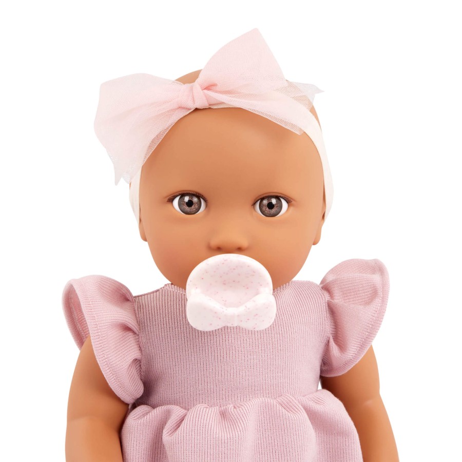 Lalka niemowlę ze smoczkiem, w sukience i opasce, wersja różowa / LullaBaby