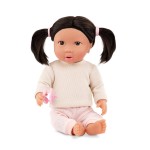 Lalka niemowlę z włosami i smoczkiem, w dwuczęściowym ubranku - brunetka / LullaBaby
