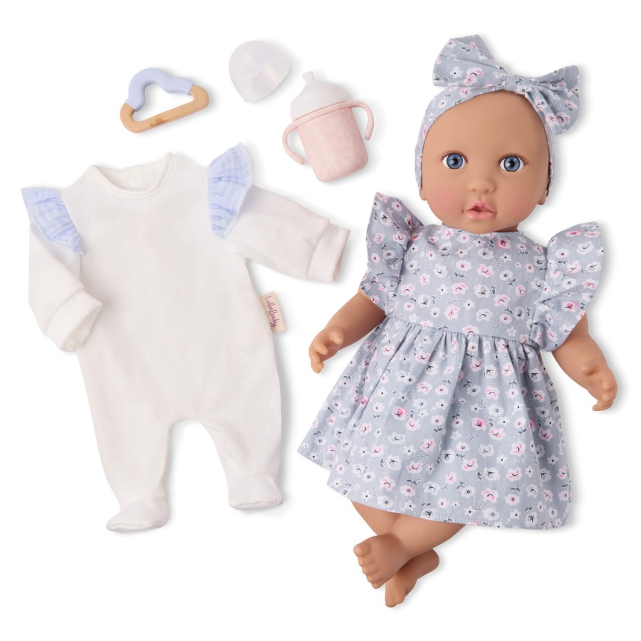 Lalka niemowlę ze smoczkiem, w sukience i opasce, z dodatkowymi śpioszkami i kubkiem niekapkiem / LullaBaby