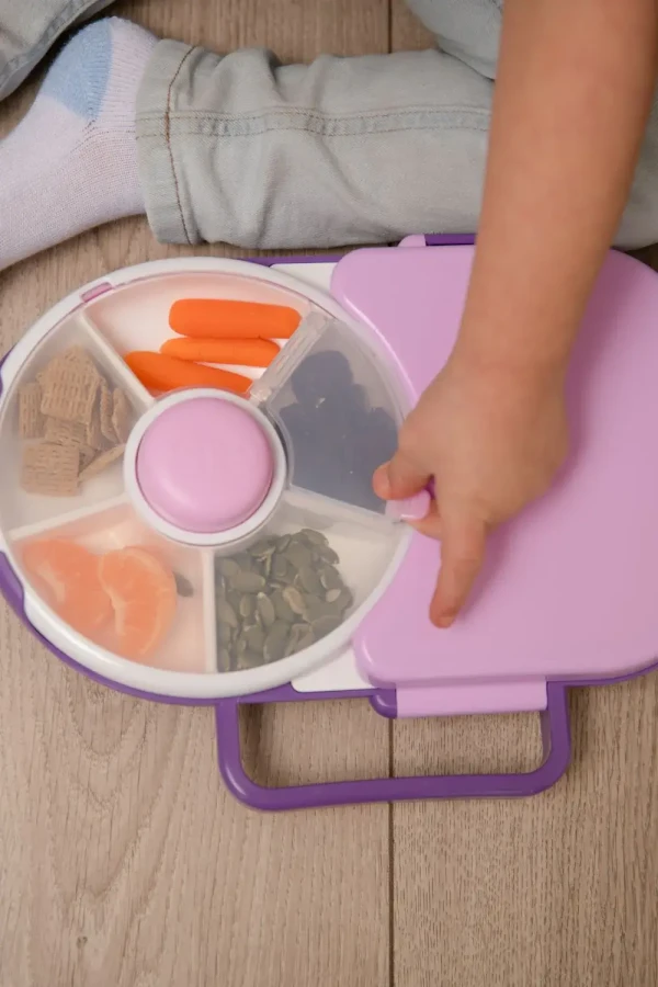 LUNCHBOX & SNACK SPINNER 2IN1 śniadaniówka dla dzieci, Grape Purple / GOBE