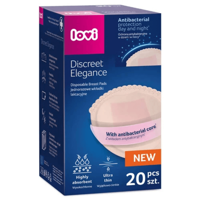 Wkładki laktacyjne antybakteryjne Discreet Elegance 20 szt., beż / LOVI